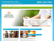 Tablet Screenshot of harmonyhealssoberliving.com